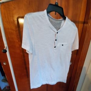 White tee with buttons